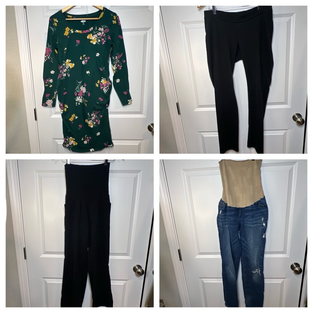 Maternity Clothing Lot 4pc Size Medium Pants & Old Navy Floral Dress Good Shape